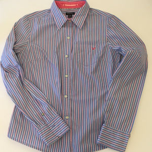 AEO womens fitted cotton striped button shirt sz 8